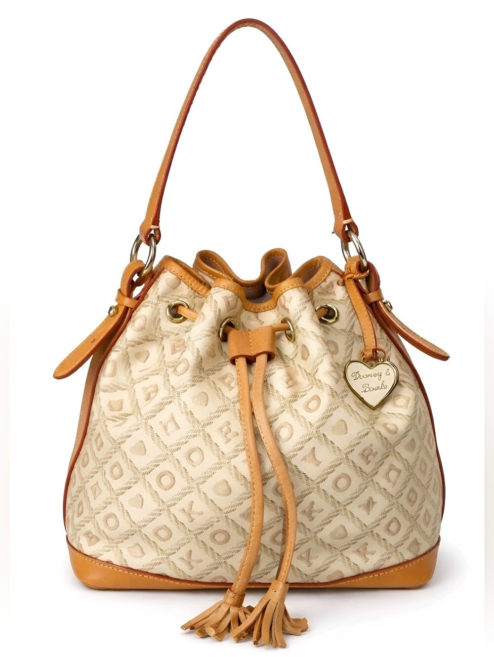 Dooney & Bourke Signature Monogram Drawstring Bucket Bag